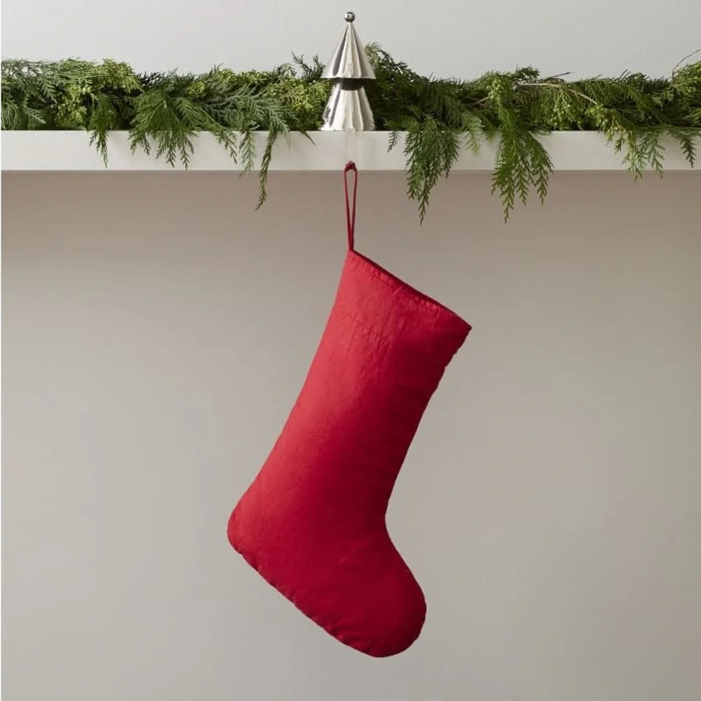 West Elm Pottery Barn Neutral Linen Stockings NWT - Picture 3 of 7